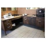 L Shaped Wooden Desk 92x36 and 72x36x29, 8 drawer and 1 cabinet