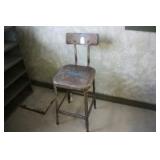 Square Seat Shop Stool, metal seat
