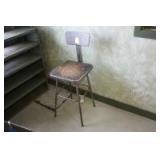 Square Seat Shop Stool, wood seat