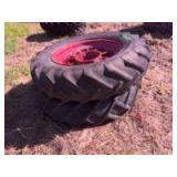 13 x 28 round spoke rims and tires