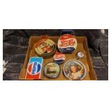 (7) Pepsi Tins Bonus one is full of Pepsi Paper clips