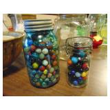 (2) Jars w. miscellaneous marbles
