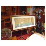 Ornate eisel & framed watercolor type print