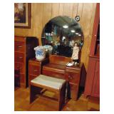 Art Deco Vanity Desk w. Mirror  & Nice Stool