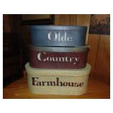 Set of (3) Folk art style Boxes