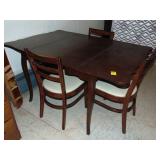 Dark walnut antique dropleaf table w. 3 chairs