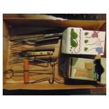 Flat of colonial utensils and match safe