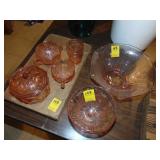 Lot of Pink Depression Glass