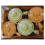 Vintage USA Pottery soup bowls with lids