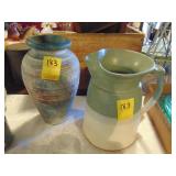 Stoneware pitcher & southwest pottery piece