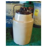 Primitive type crock jar w. lid & bale