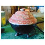 Onyx glass bowl w. metal lid - very unusual