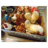 Flat of hens and roosters