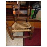 childs antique woven seat chair