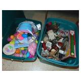 2 Totes of Holiday Decor