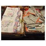 (2) Flats of Vintage Aprons and Linens