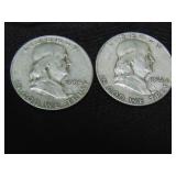 1954-D, 1962-D Franklin Half Silver Dollar