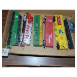 flat Ho scale engines & train cars