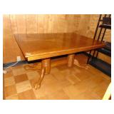 SOLID OAK dbl pedestal claw foot table