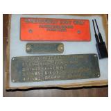 Antique RAILROAD METAL safety PLATES