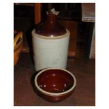 small Western crock finger jug & cute bowl