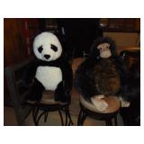 FAO Schwartz Lg Plush Panda & Monkey