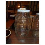 embossed counter jar, approx 11 inches tall