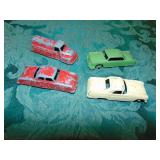 (4) Antique metal toy cars