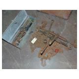 chains, hitches, box of hitch pins, plus