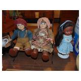 Lot of Dolls & Doll Bench
