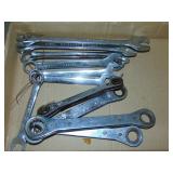 flat of misc. wrench & hard hats