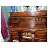 Roll top desk & chair