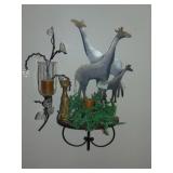 metal wall decor, giraffes, sconce +