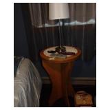 Handmade Oak Side Table with lamp