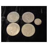 Lot of 4 Ike Dollars, Buffalo Nickel