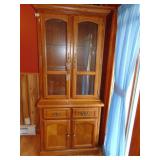 lighted oak china hutch