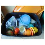 tote full of tupperware and household