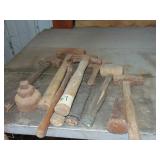 Lot of hammers, chisels, mallets, plus