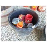 tub full of hardware cans