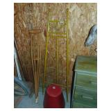 Planter, easel, crutches, plus