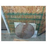 Garden fencing and large saw blade