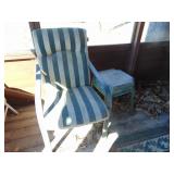 (4) Metal Patio Chairs & (3) Plastic Side Tables