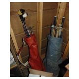 Bag of Baseball Bats & Small Bag golf Clubs