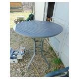 Metal Bar Type Patio Table & (2) Stools