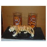 Box Full of Paris Tiger Vintage Tumblers, plus