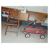 Vintage/Retro Metal Wagon & Wood Folding Chair