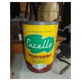 Large Excello Shortening Tin