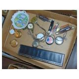 Flat full of Pocket Watches, Pocket knives, plus