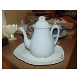 Ironstone Coffee Pot W/Platter