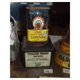 (2) Antique Solvent tins